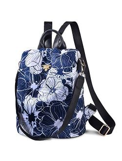 Women's Travel Backpack Purse, Lightweight Waterproof Oxford Printed Small Outdoor Casual Anti-theft Shoulder Bag