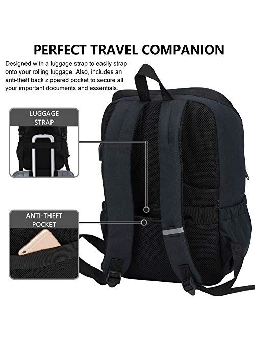 Deep Storage Laptop Backpack with USB Charging Port[Water Resistant] College School Computer Bookbag Fits 16 Inch Laptop