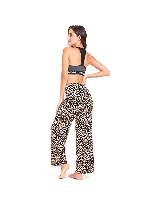 HIGHDAYS Pajama Pants for Women Floral Print Palazzo Pants Comfy Casual Lounge Pants with Wide Leg & Drawstring