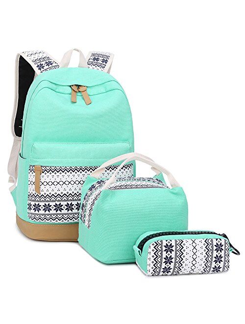 School Backpacks for Teen Girls Lightweight Canvas Backpack Bookbags Set