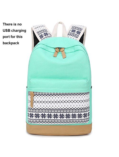 School Backpacks for Teen Girls Lightweight Canvas Backpack Bookbags Set