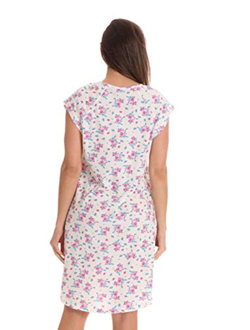 Dreamcrest 100% Cotton Cap Sleeve Night Gown for Women Cute Floral Summer Sleep Dress