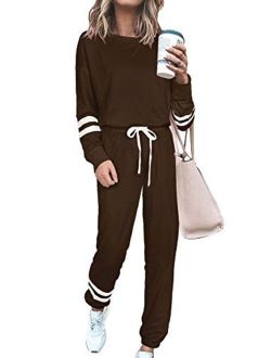 SIEANEAR Womens 2 Pieces Long Sleeve Loungewear Sweatsuit Sets Crewneck Outfits