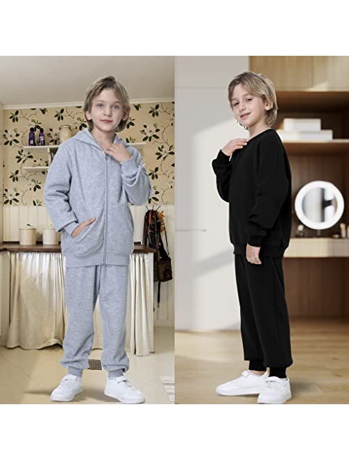 UNACOO Kid's Fleece Sweatpants Girl's and Boy's Active Basic Jogger Pants (Age 3-12 Years)
