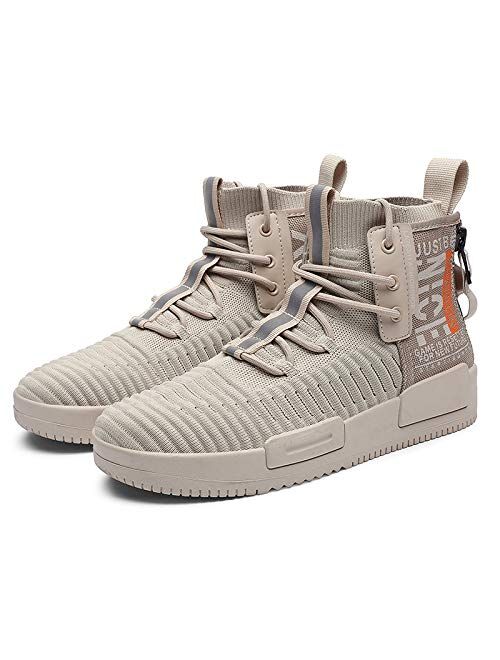 RUNMAXX Mens Fashion Walking Lace Up High Top Shoes Stylish Running Athletic Casual Sneaker