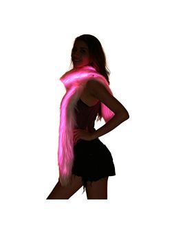 Led Scarf Light Up Fur Boa Glow Up Flashing Fun Novelty Scarves For Rave Accessory Clothing Outfit Burning Man Costume Festival Party