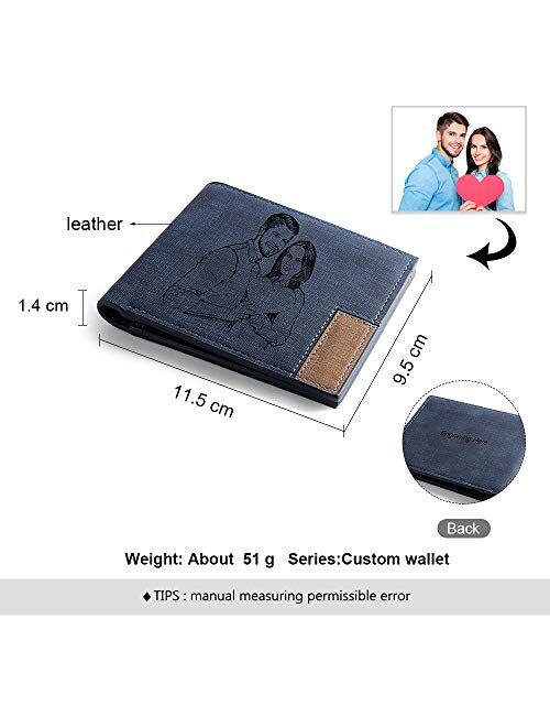 Persoanlized Slim front Pocket Wallet for Men with Picture Custom Minimal Wallet Slim PU Leather Wallets for Men