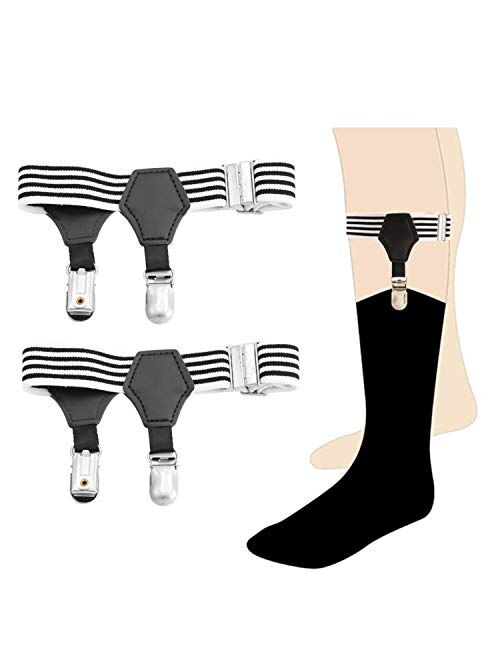 Calvertt Premium Sock Garters- 1-Pair Double Sturdy Clip Sock Suspenders For Cotton & Silk Socks