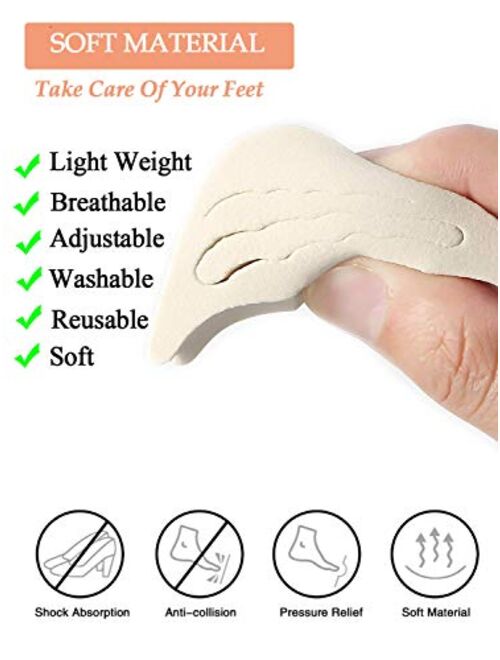 4 Pairs Adjustable Shoe Filler and 4 Pairs Heel Grip Liner Insert, Reusable Toe Plug Foot Brace Pads for Men and Women Pumps Flats Sneakers