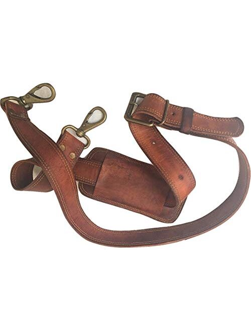 Leather Adjustable Padded Replacement Shoulder Strap with Metal Swivel Hooks for Messenger, Laptop, Camera, Duffle Bags & More