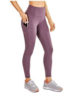 Women's Naked Feeling Workout Leggings 25 Inches - High Waisted Yoga Pants with Side Pockets