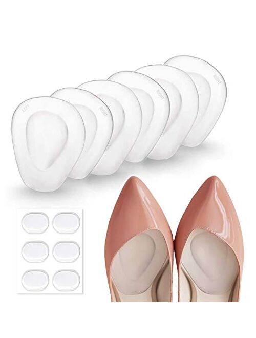 3 Pairs Ball of Foot Cushions Adhere to Shoes, Metatarsal Pads with Water Drop Shape 4D Design, Professional Reusable Soft Insole, One Size Fits Shoe Inserts, by Mildsun