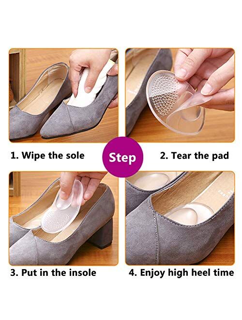 Metatarsal Pad, Ball of Foot Cushion, Foot Gel Pads, High Heel Cushion Insert for Women Foot Pain Relief, Anti-Slip Soft Forefoot Shoe Insole, One Size fits All, Pack of 