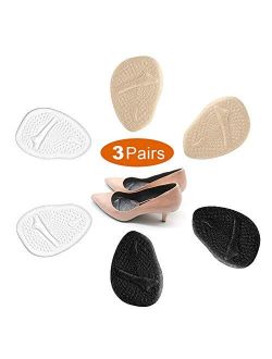3 Pairs Metatarsal Pads for Women, Professional Reusable Silicone Ball of Foot Cushions, All Day Pain Relief and Comfort, One Size Fits Shoe Inserts, by Mildsun.