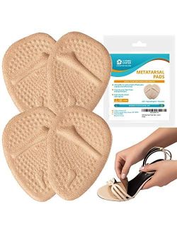 Metatarsal Pads Ball of Foot Cushions - 2 Pairs Beige Soft Gel Insoles Supports, Forefoot Cushioning Pads Shoe Inserts for Women - Fast Pain Relief & All Day Comfort, One