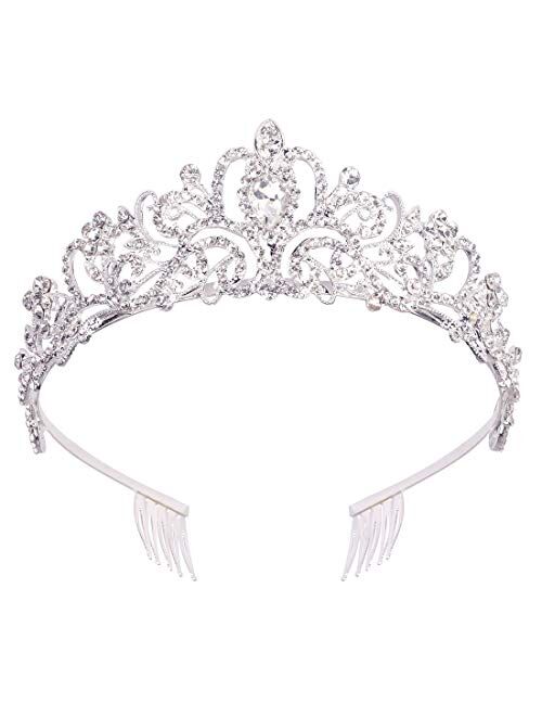 Didder Crystal Tiara Crowns For Women Girls Princess Elegant Crown with Combs Women's Headbands Bridal Wedding Prom Birthday Party Headbands for Women