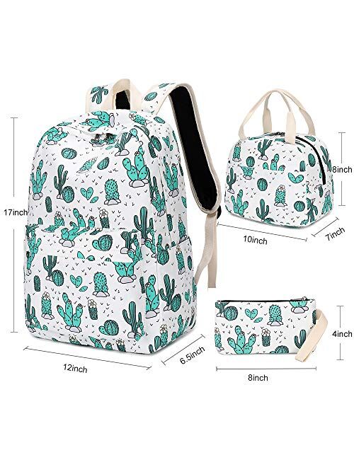 BLUBOON Teens Backpack Set Canvas Girls School Bags, Bookbags 3 in 1