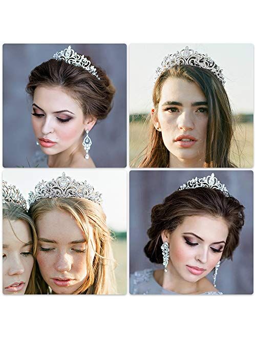 Makone Crystal Crowns and Tiaras with Comb Headband for Girl or Women Birthday Party Wedding Prom Bridal Christmas Valentine Halloween