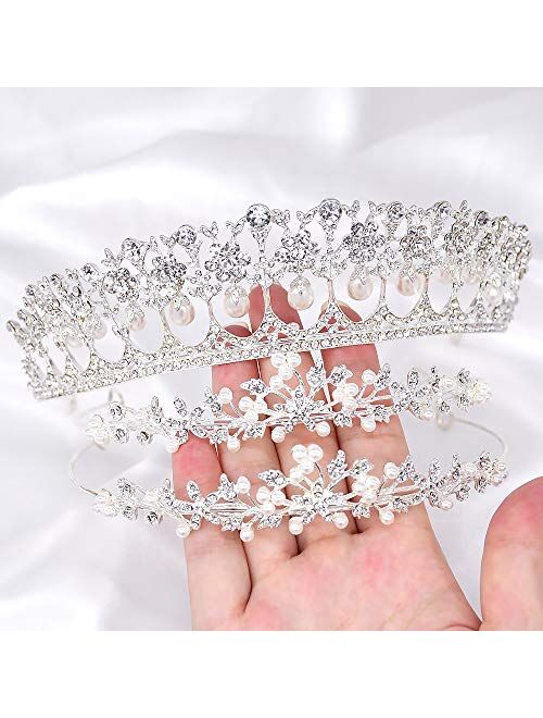 Bridal Wedding Prom Floral Rhinestone Crystal Crown Princess Headband Birthday Tiaras for Women