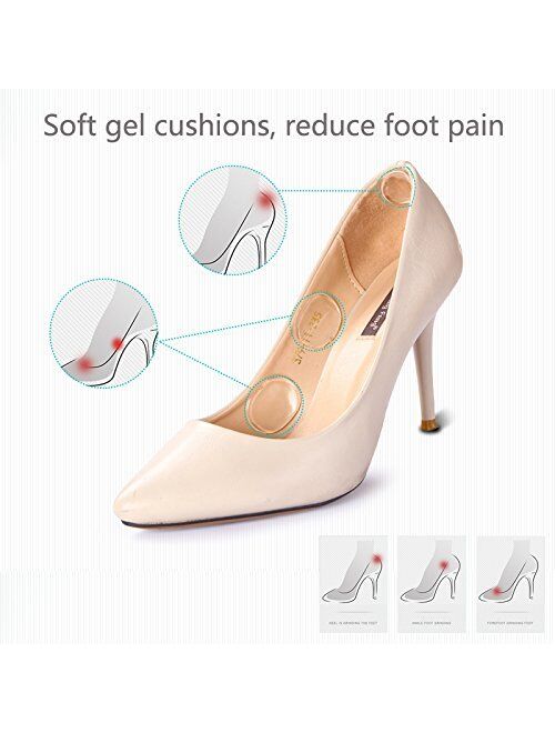 Gel Heel Pads [12 PCS] Soft High Heel Pads Shoe Pads Silicone Gel Heel Cushion Inserts for Women Foot Care Shoe Inserts Pad Insoles, Prevent Back Heel Pain and Improve Lo