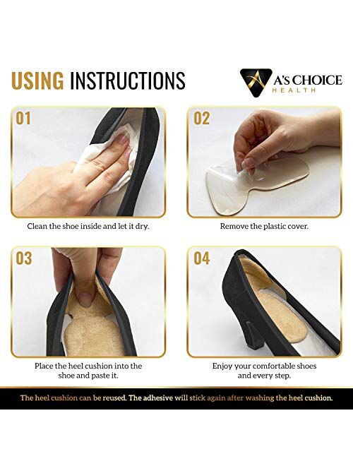 Heel Cushion Inserts for Loose Shoes - Shoe Pads Filler for Too Big Shoes- Men & Women