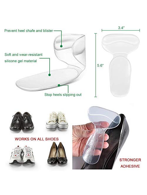 Sunnyac Heel Cushion Inserts, Heel Grips for Women, Nonslip Self-Adhesive Silicone Shoe Insoles, Pads, Liners and Protectors for Shoes or High Heels Too Big, Preventing F