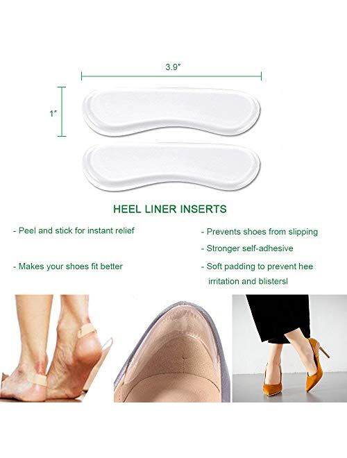 Buy Sunnyac Heel Cushion Inserts, Heel Grips for Women, Nonslip Self- Adhesive Silicone Shoe Insoles, Pads, Liners and Protectors for Shoes or  High Heels Too Big, Preventing F online | Topofstyle