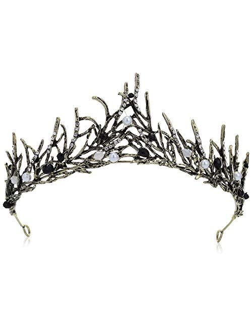 Makone Baroque Queen Crown for Womens,Vintage Crowns and Tiaras with Gemstones Girls Hair Accessories for Halloween Costume Prom Bridal Party style-8
