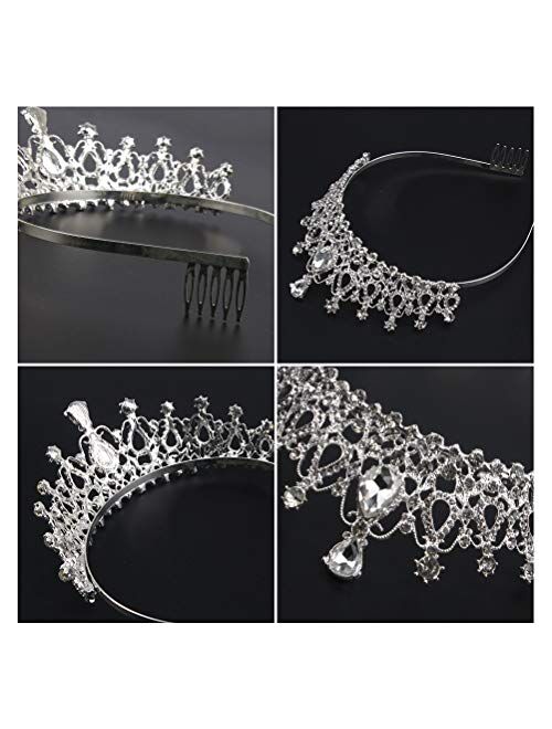 AOPRIE Tiaras and Crowns for Women Silver Princess Tiara for Little Girls Crystal Crowns and Tiaras Hair Accessories for Wedding Prom Bridal Birthday Party Halloween Cost