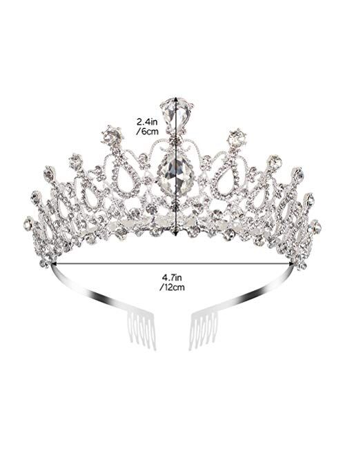 AOPRIE Tiaras and Crowns for Women Silver Princess Tiara for Little Girls Crystal Crowns and Tiaras Hair Accessories for Wedding Prom Bridal Birthday Party Halloween Cost