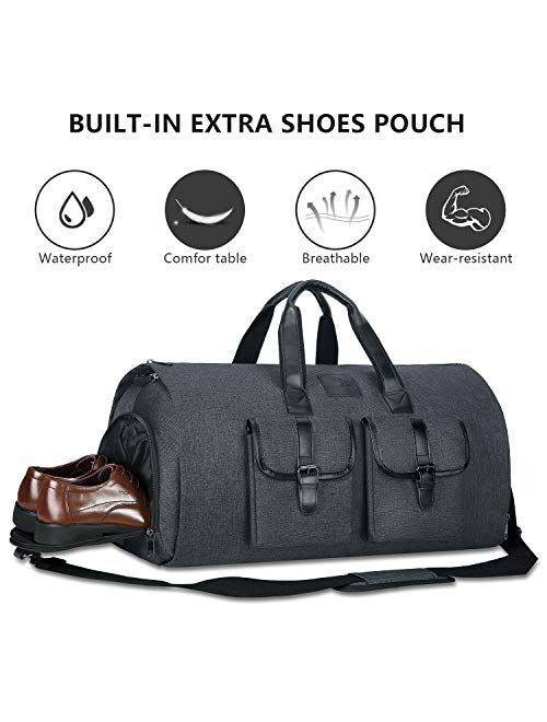 Carry-on Garment Bag Large Duffel Bag Suit Travel Bag Weekend Bag Flight Bag with Shoe Pouch for Men Women (Dark Grey2)