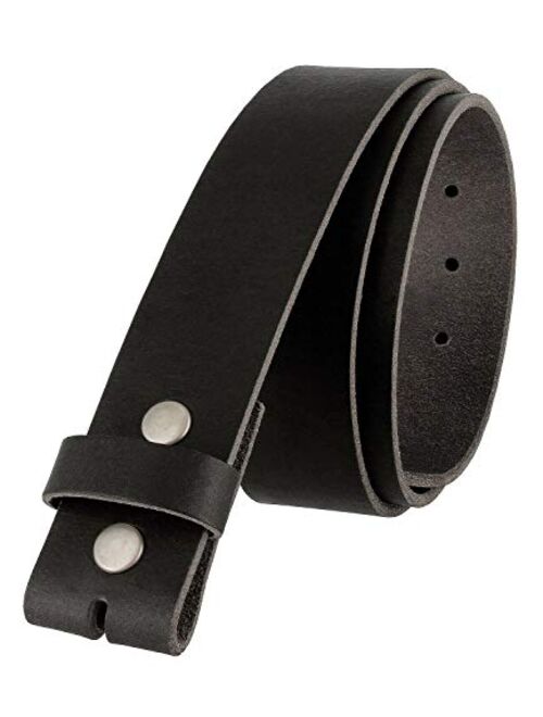 One Piece Full Grain Buffalo Oil Tanned Leather Replacement Belt Strap 1-1/2" wide