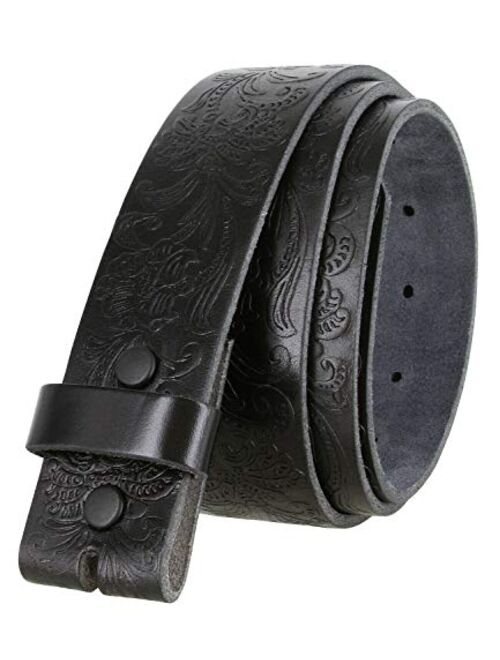 Cowboy Western Tooled Floral Embossed Full Grain Genuine Leather Belt Strap 1-1/2"(38mm) Wide for Men
