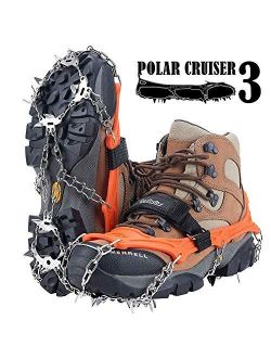 with 24 Stainless Steel Spikes Jogging on Ice Cleat Spikes Crampons Ice Footwear Jogging Walking Anti Slip Traction Grippers for Man and Women Boots or Shoes Hiking PINGAN Snow Grips Climbing