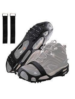 AGOOL Ice Cleats Snow Traction Cleats Crampon for Walking on Snow and Ice Non-Slip Overshoe Rubber Anti Slip Crampons Slip-on Stretch Footwear