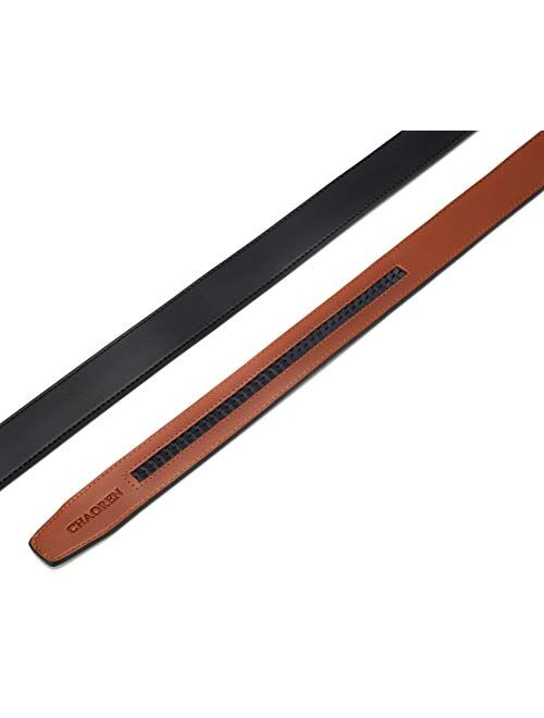 CHAOREN Ratchet Belt Replacement Strap 1 3/8, Genuine Leather Belt Casual for 40MM Slide Click Buckle