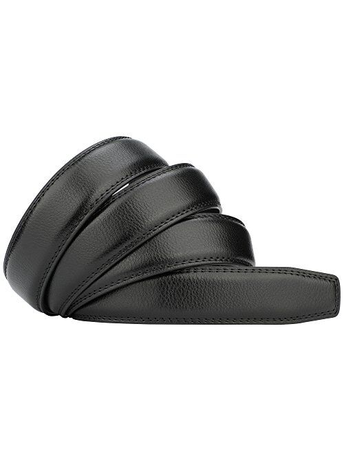 Lavemi Men's Real Leather Ratchet Dress Belt Strap(Pebble Black Leather)