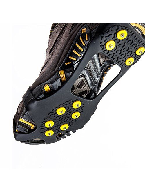 Carryown Ice Snow Grips Traction Cleats Anti Slip Ice Cleats for Shoes and Boots Ice Spikes Crampons + 10 Extra Replacement Studs (S, M, L, XL)