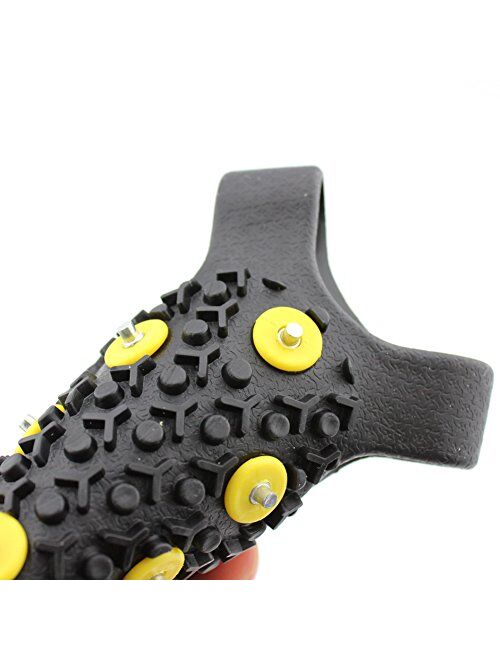 ODIER Shoe Ice Cleats 24 Teeth Ice Grippers 10 Teeth Cleats Shoes Designed for Walk on Ice Snow and Freezing Mud Ground Must Have Accessories for Outdoor Sports Activity 