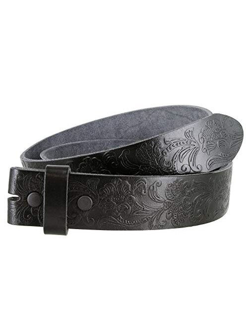 Cowgirl Western Tooled Floral Embossed Full Grain Genuine Leather Belt Strap 1-1/2"(38mm) Wide for Women