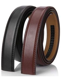 Mio Marino Mens Genuine Leather Ratchet Belt Replacement Strap 1.38 Without Buckle