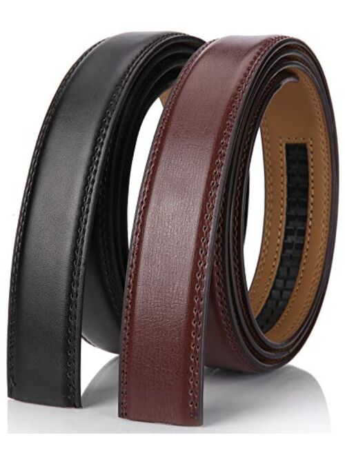 Marino Avenue Mio Marino Mens Genuine Leather Ratchet Belt Replacement Strap 1.38 Without Buckle