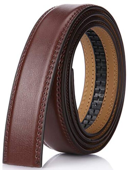 Marino Avenue Mio Marino Mens Genuine Leather Ratchet Belt Replacement Strap 1.38 Without Buckle