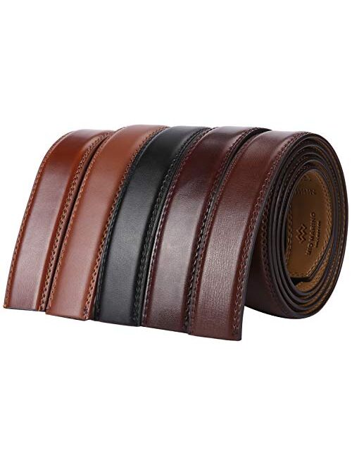 Marino Avenue Mio Marino Mens Genuine Leather Ratchet Belt Replacement Strap 1.38 Without Buckle