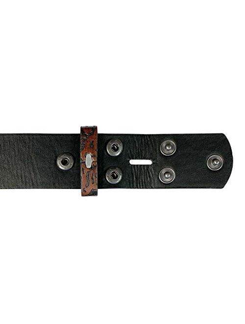 Western Floral Embossed Vegan Leather Replacement Belt Strap w/Snaps 1-1/2" (38mm) wide