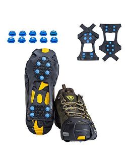 willceal Ice Cleats, Ice Grippers Traction Cleats Shoes and Boots Rubber Snow Shoe Spikes Crampons with 10 Steel Studs Cleats Prevent Outdoor Activities from Wrestling