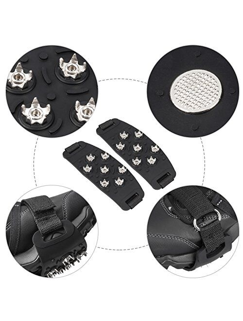 FANBX F Crampon Traction Cleats Anti-Skid Traction Grips Crampons Spikes 7 Point Cleats for Footwear for Walking, Jogging, Hiking, Mountaineering Ice Snow Grips