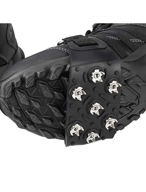 FANBX F Crampon Traction Cleats Anti-Skid Traction Grips Crampons Spikes 7 Point Cleats for Footwear for Walking, Jogging, Hiking, Mountaineering Ice Snow Grips