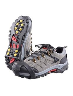 TRIWONDER Ice Grips 10 Teeth Anti-Slip Shoe/Boot Ice Traction Slip-on Snow Ice Spikes Crampons Cleats Stretch Footwear Traction