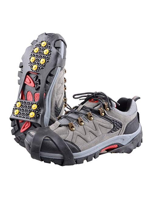 EONPOW Ice /& Snow Grips Cleat Over Shoe//Boot Traction Cleat Rubber Spikes Anti Slip Slip-on Stretch Footwear Ice Grips
